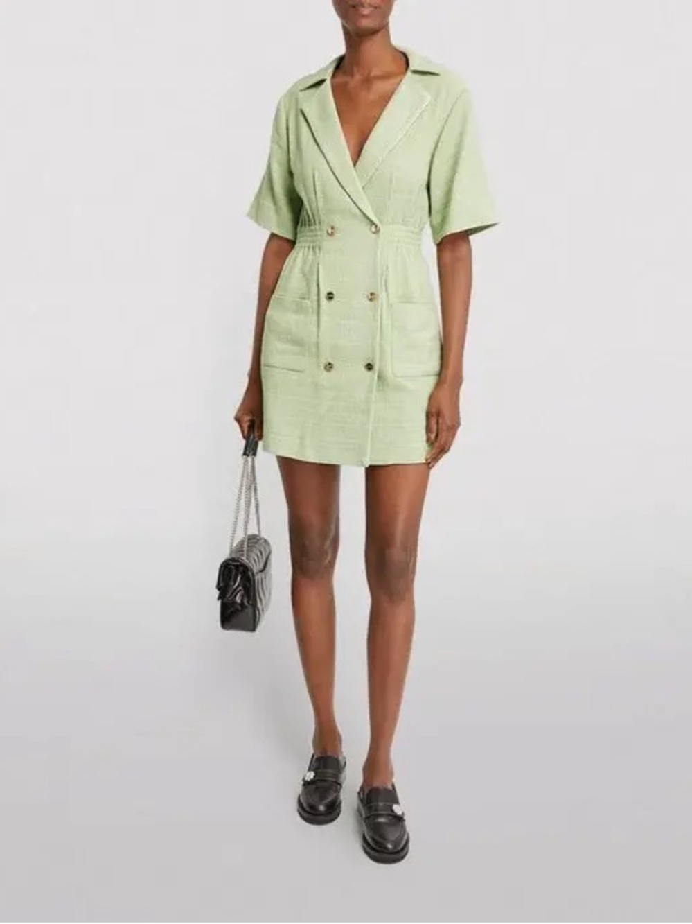 Sandro Paris Double Breasted Mint Green Mini Dress